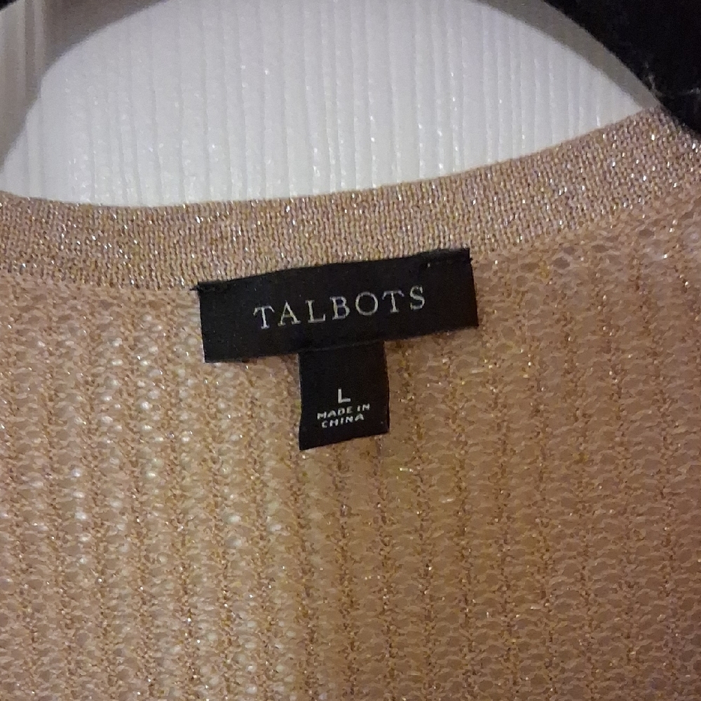 Talbots Shimmering Gold Cropped Cardigan - Picture 2 of 3